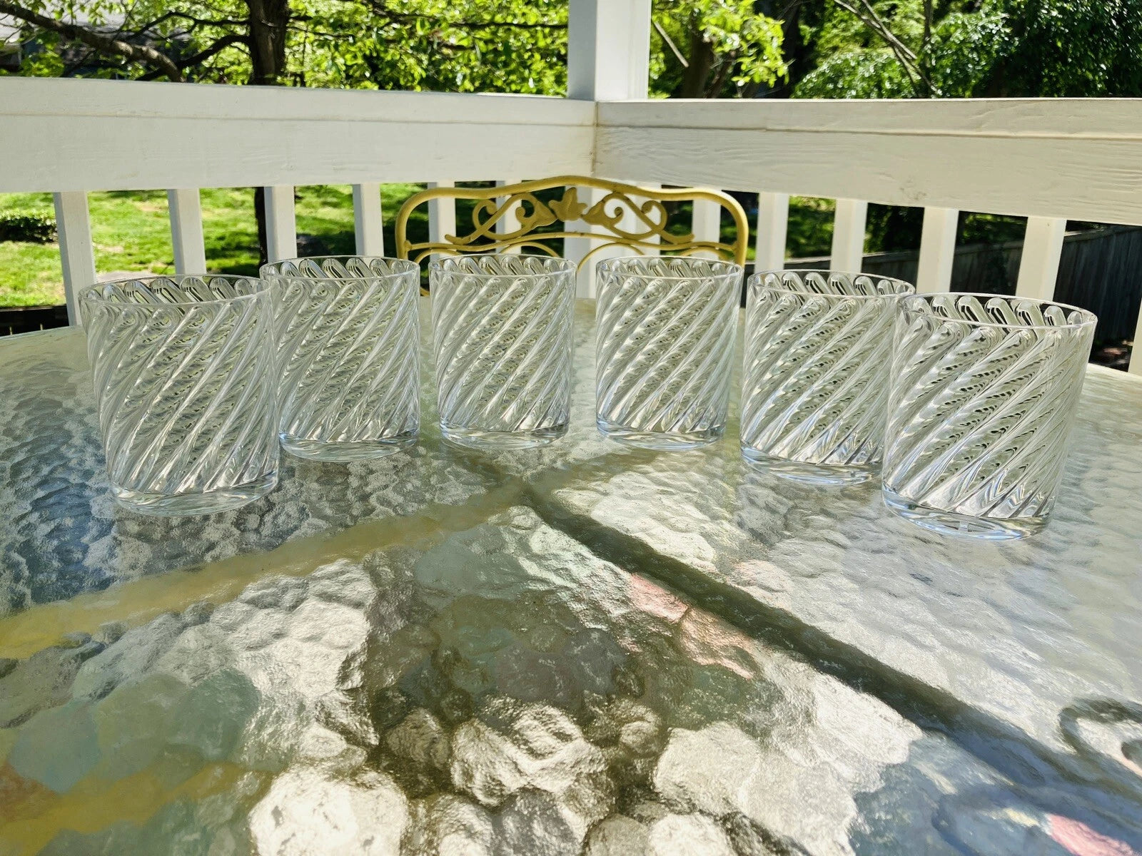 Vintage HJ Stotter Set of 6 Acrylic Double Old-Fashioned Clear Swirl Glasses NOS | eBay