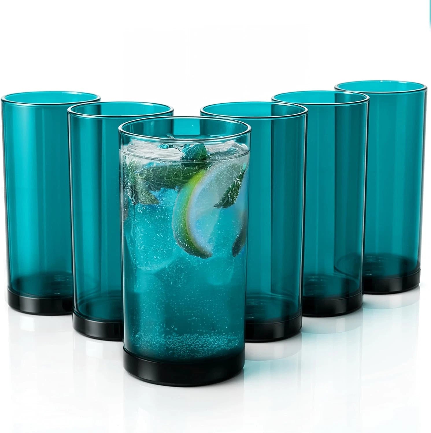 Zulay Kitchen Acrylic Glasses Drinkware - 6 Piece 6 - 24 oz, Turquoise | eBay