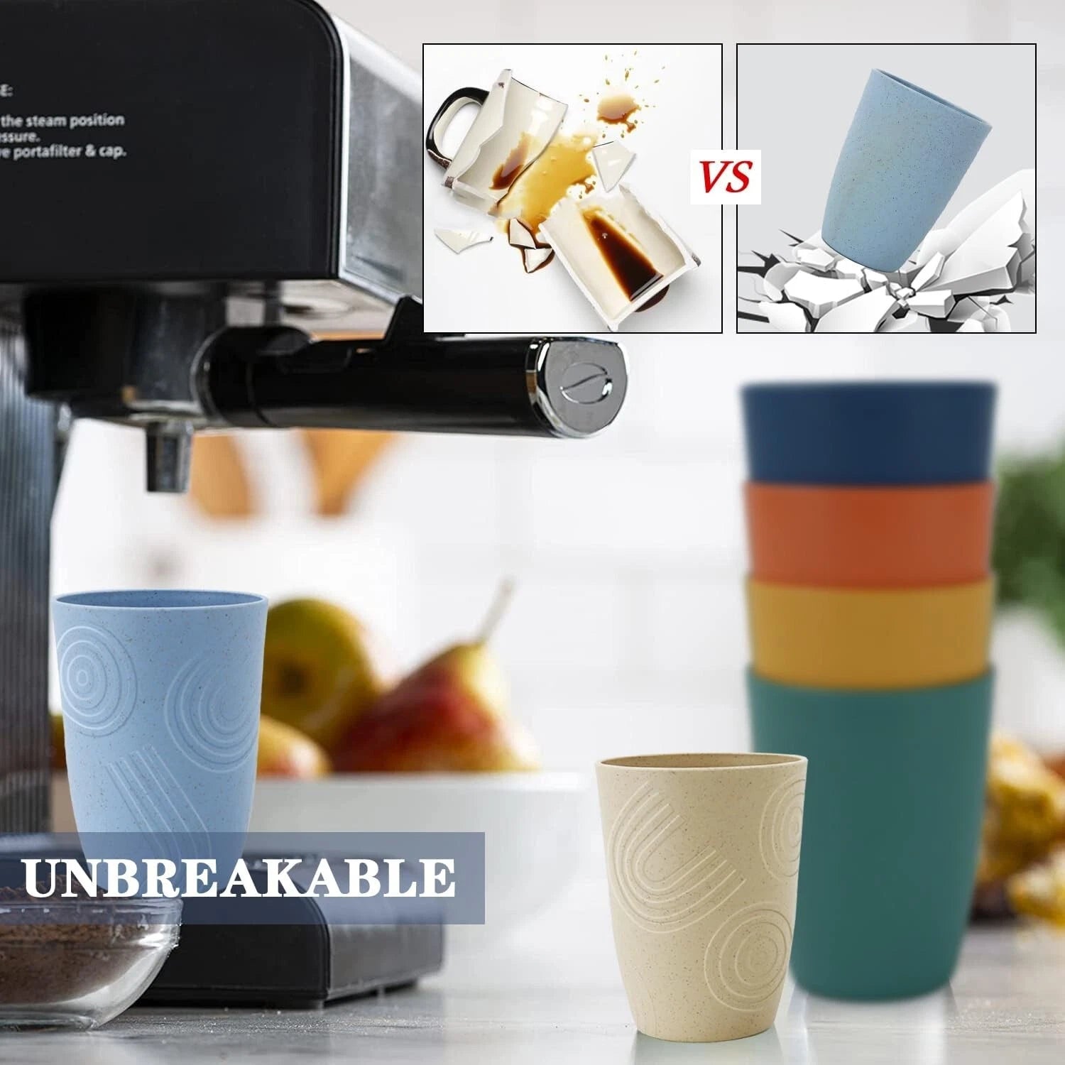 Unbreakable Wheat Straw Drinking Cups - 12oz Set of 6 Dishwasher Safe | eBay