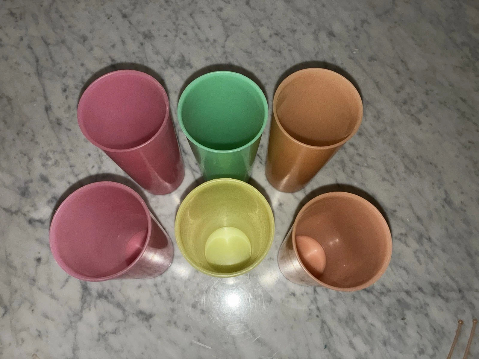 Vintage Tupperware Set Of 6 Tumblers Plastic Pastel Drinking Cups Spoon Set | eBay