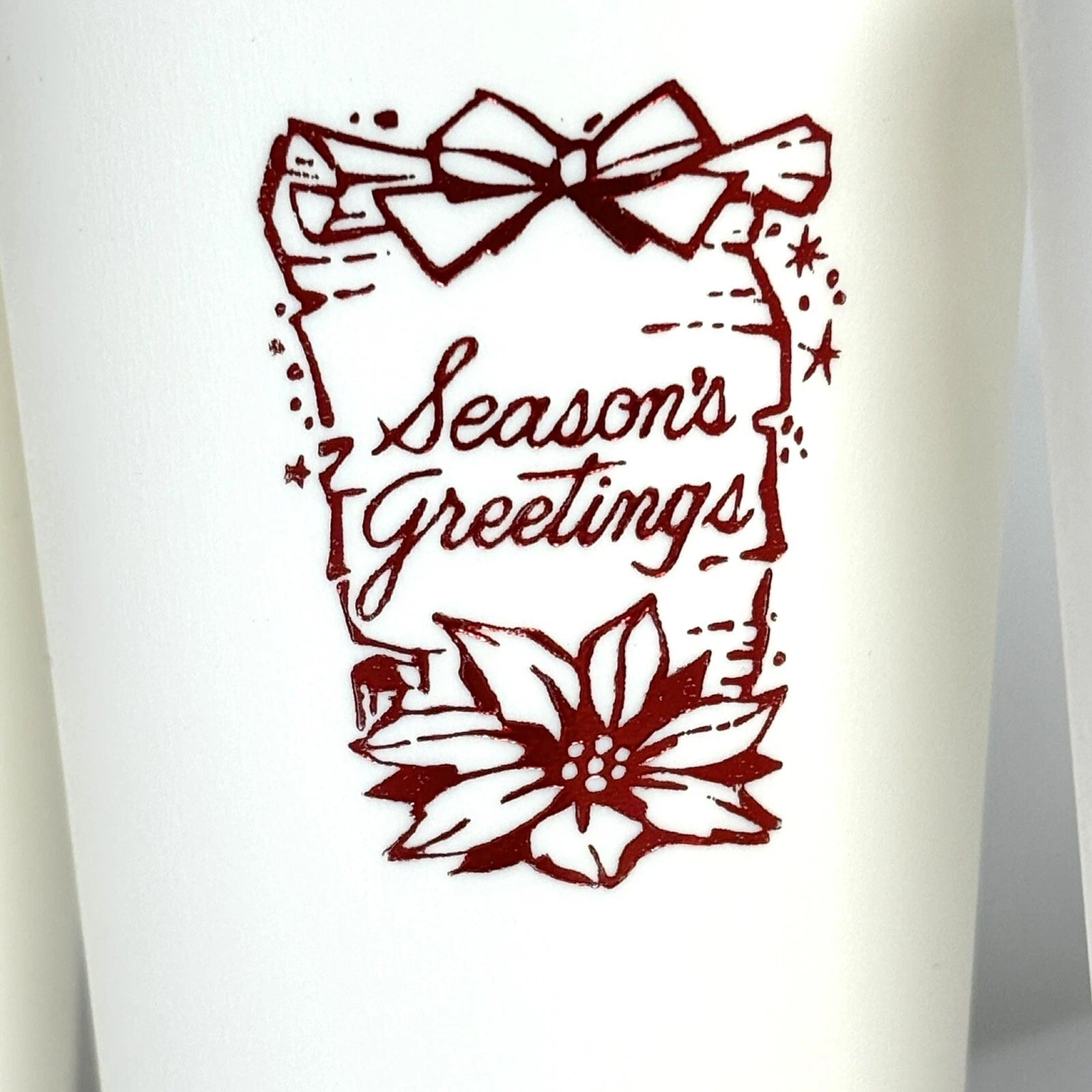 VTG White Plastic Drinking Tumblers Embossed w/Red Seasons Greetings Set of 6 | eBay