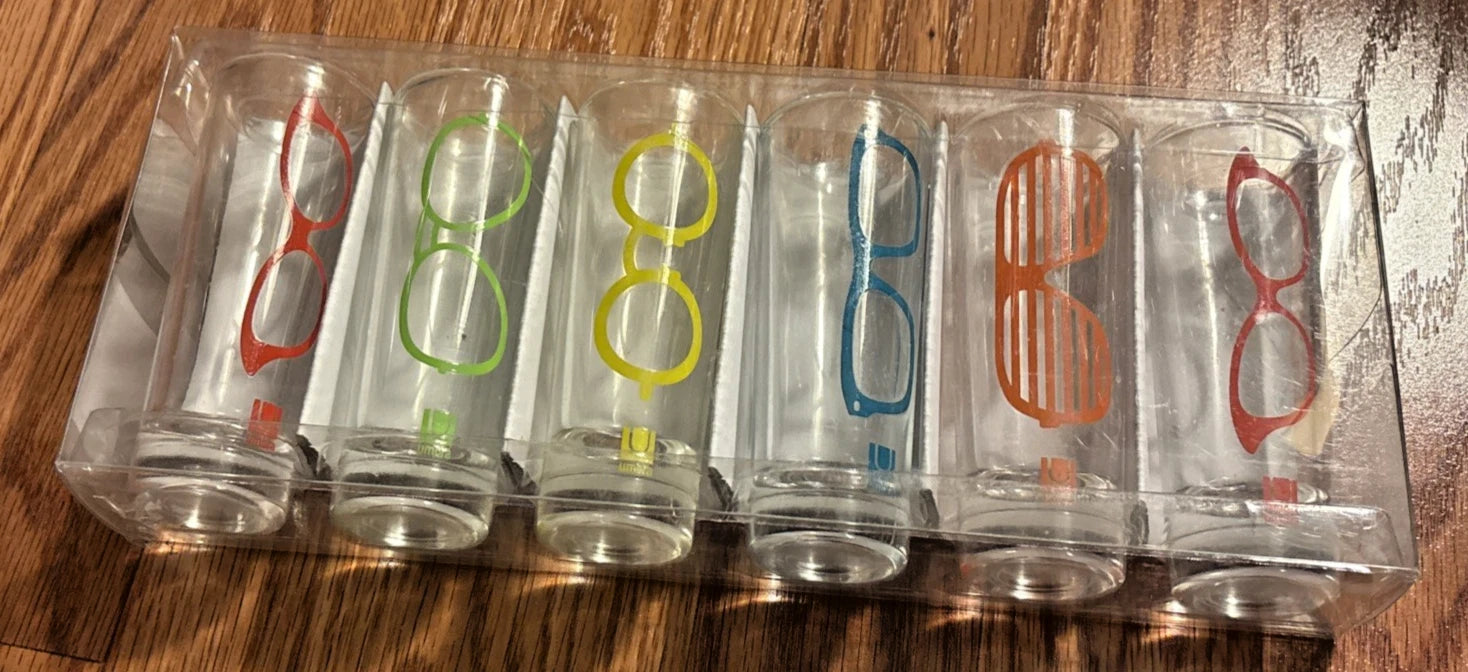 Set Of 6 Multicolored Eyewear Glasses Drinking Shot Highball Style Glassware | eBay