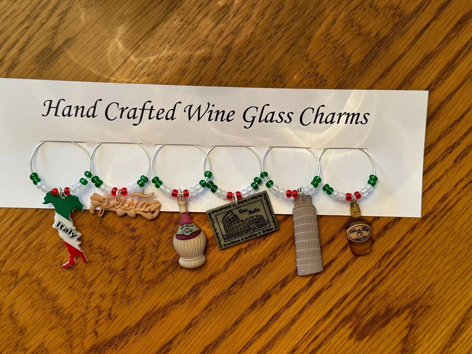 "ITALY,ITALIAN SET OF 6 HAND CRAFTED Wine glass drink marker Charms | eBay