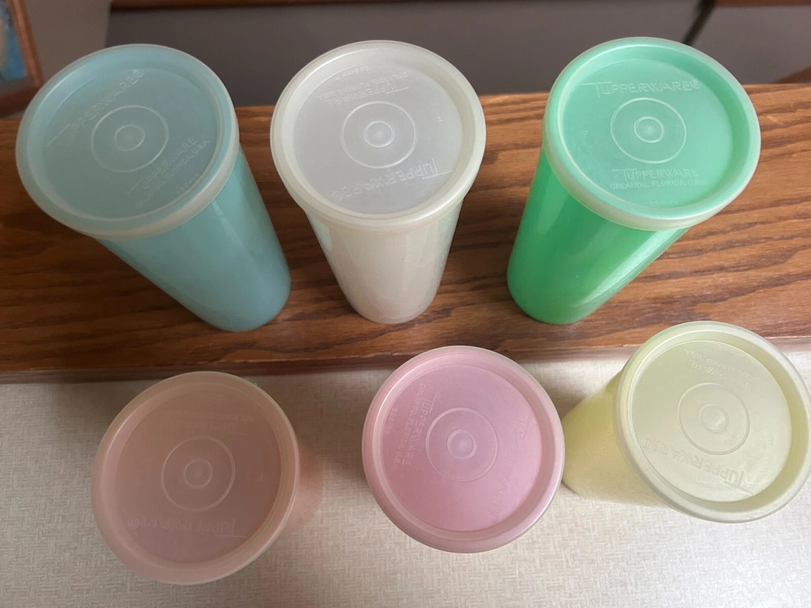 VTG TUPPERWARE TUMBLERS, DRINKING GLASSES SET OF 6 W/ LIDS 12 OZ. PASTEL #115 | eBay