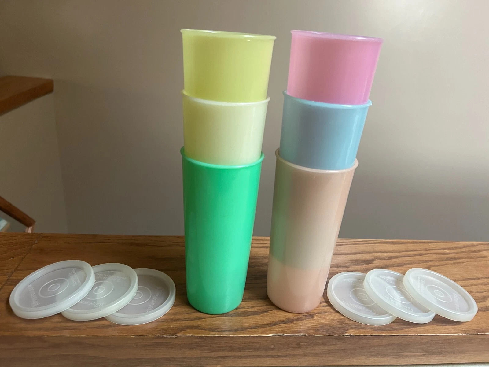 VTG TUPPERWARE TUMBLERS, DRINKING GLASSES SET OF 6 W/ LIDS 12 OZ. PASTEL #115 | eBay