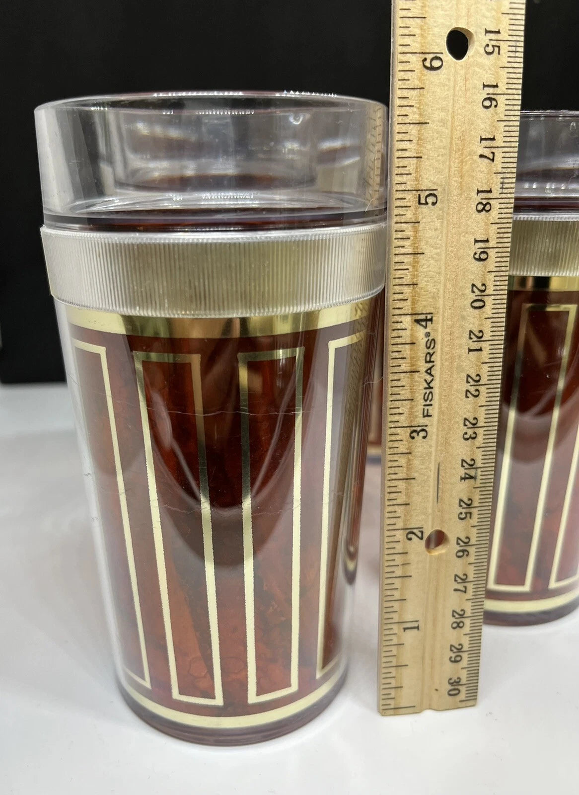 Vintage St. Tropez Drinking Cups Plastic Tumblers Set of 6 Gold and Brown 12 oz | eBay