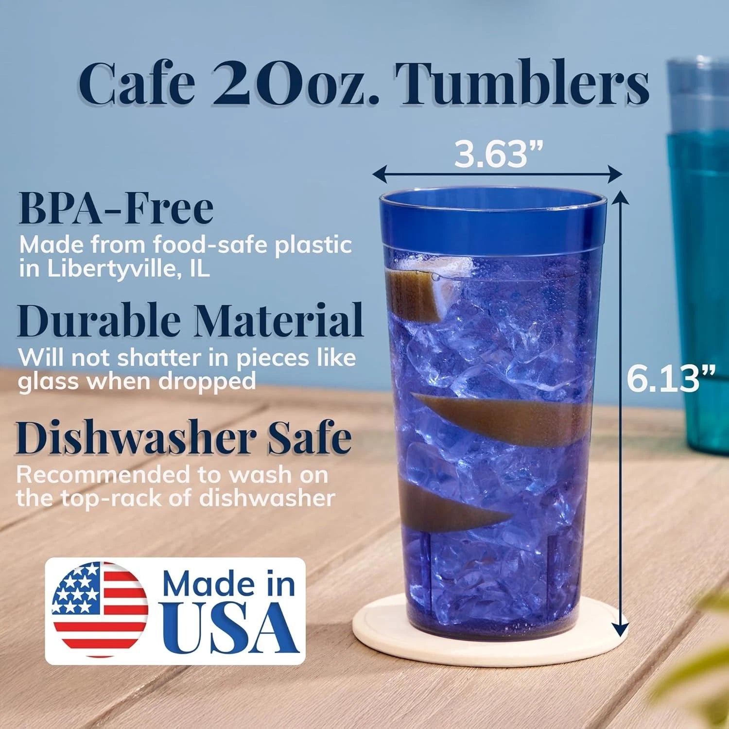 US Acrylic Cafe Plastic Reusable Tumblers (Set of 16) 20-ounce Water Cups Coasta | eBay