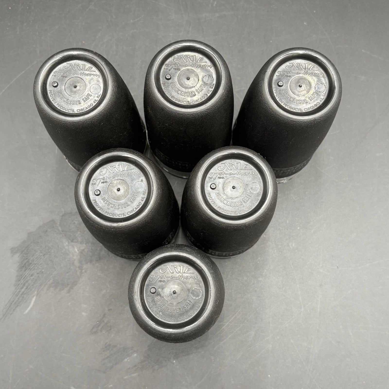 Vtg MCM Nile Cryst-O-Thermo Black Drink Glass Plastic Tumbler Cups Set Of 6 | eBay