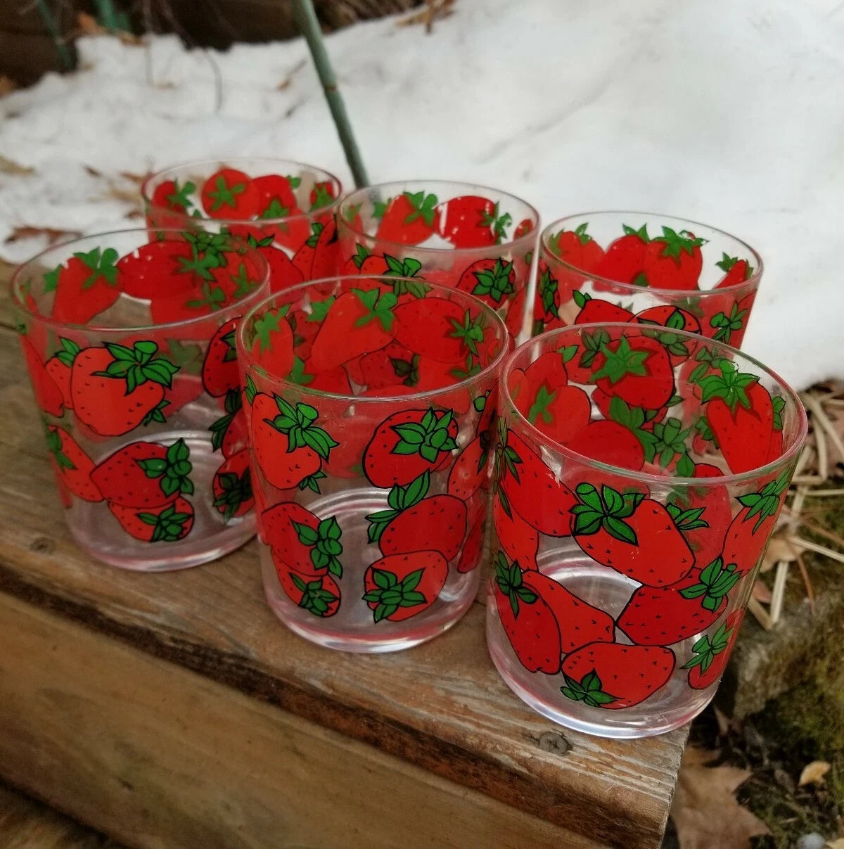 Vintage H. J. Stotter Strawberries Juice Tumblers Drink Glasses Plastic Set of 6 | eBay