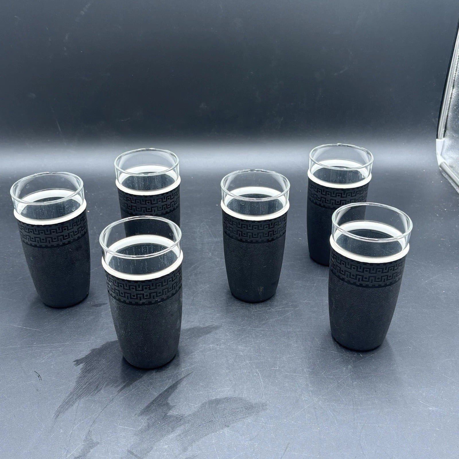 Vtg MCM Nile Cryst-O-Thermo Black Drink Glass Plastic Tumbler Cups Set Of 6 | eBay