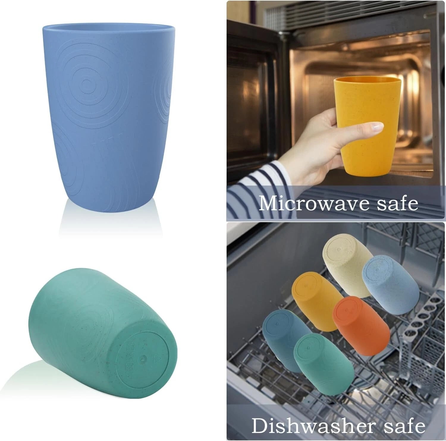 Unbreakable Wheat Straw Drinking Cups - 12oz Set of 6 Dishwasher Safe | eBay