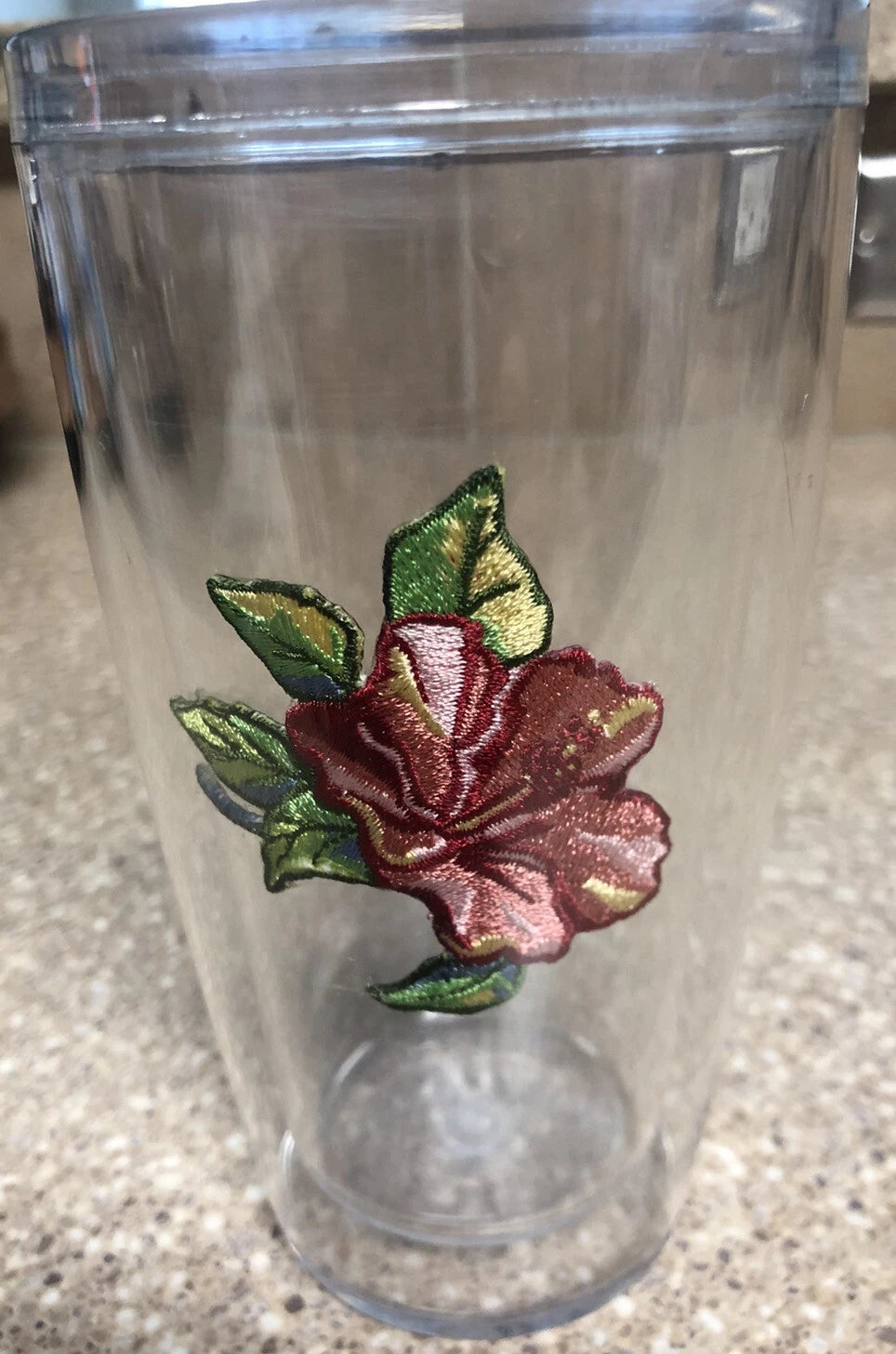 Unbreakable Insulated Plastic Drinking Cups Embroidered Tropical Flower Set of 4 | eBay