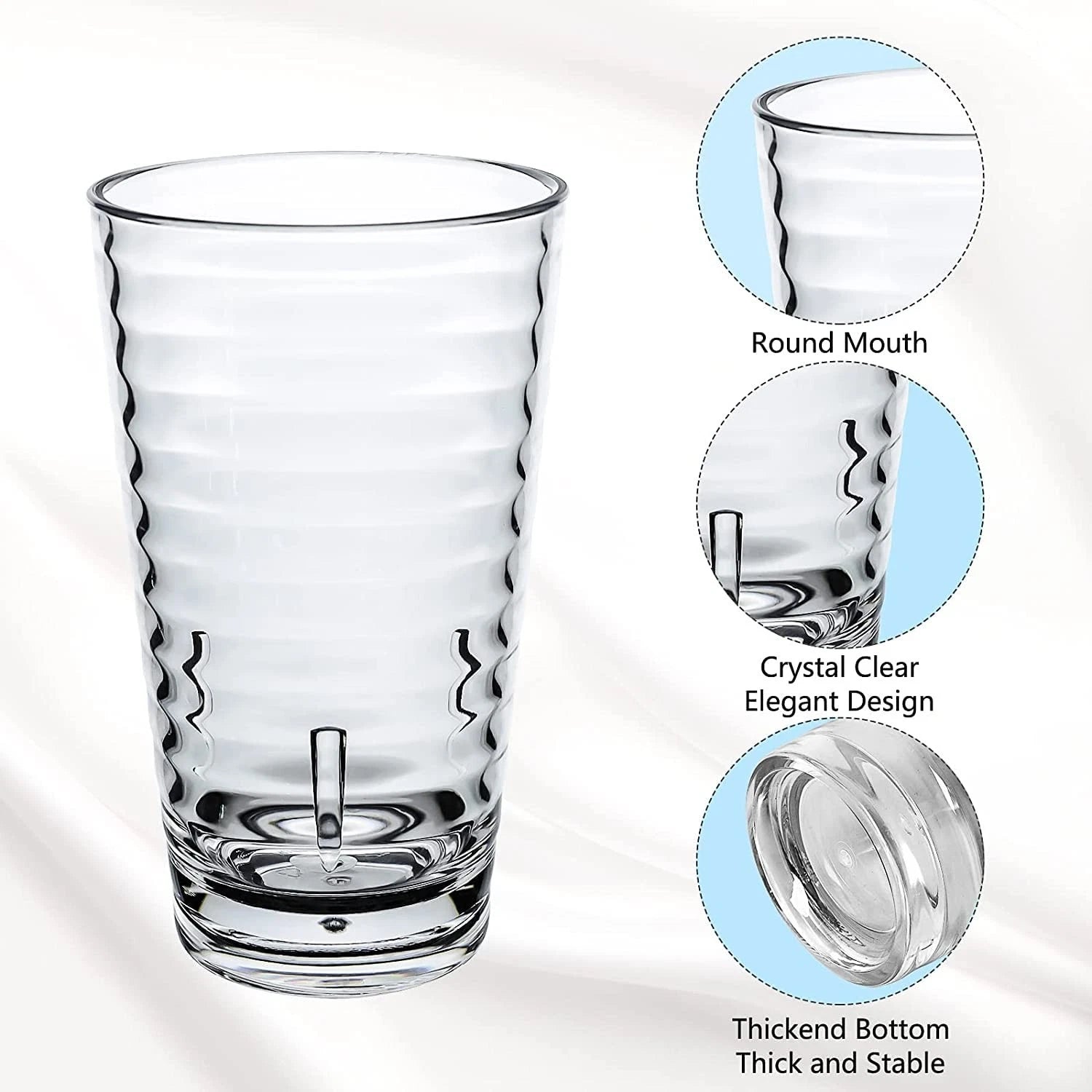 Stackable Drinking Glasses 385ml Set of 6, Dishwasher Safe Acrylic Tumblers f... | eBay