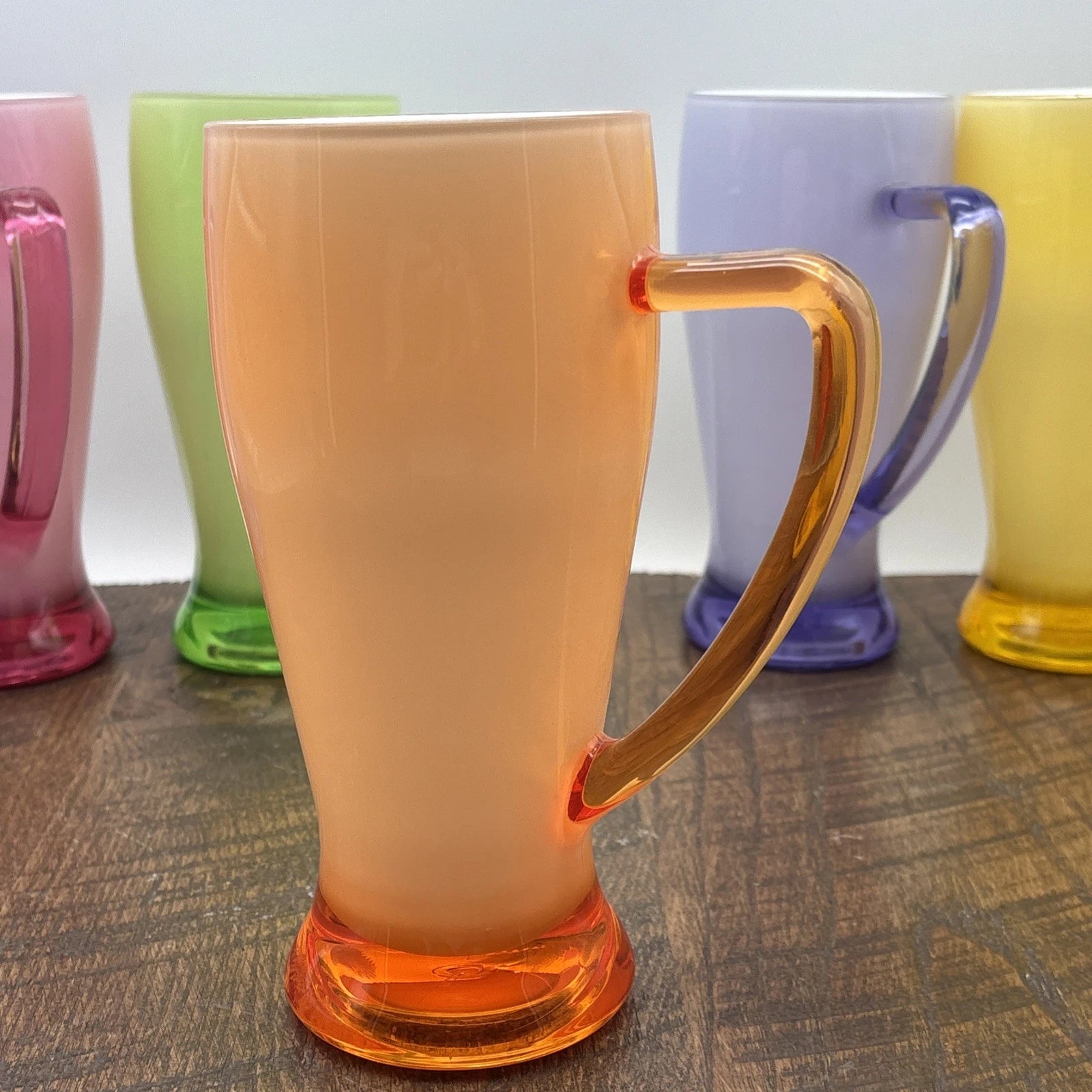Six 7” Colorful 20 ounce drinking mugs Well made plastic looks like glass | eBay