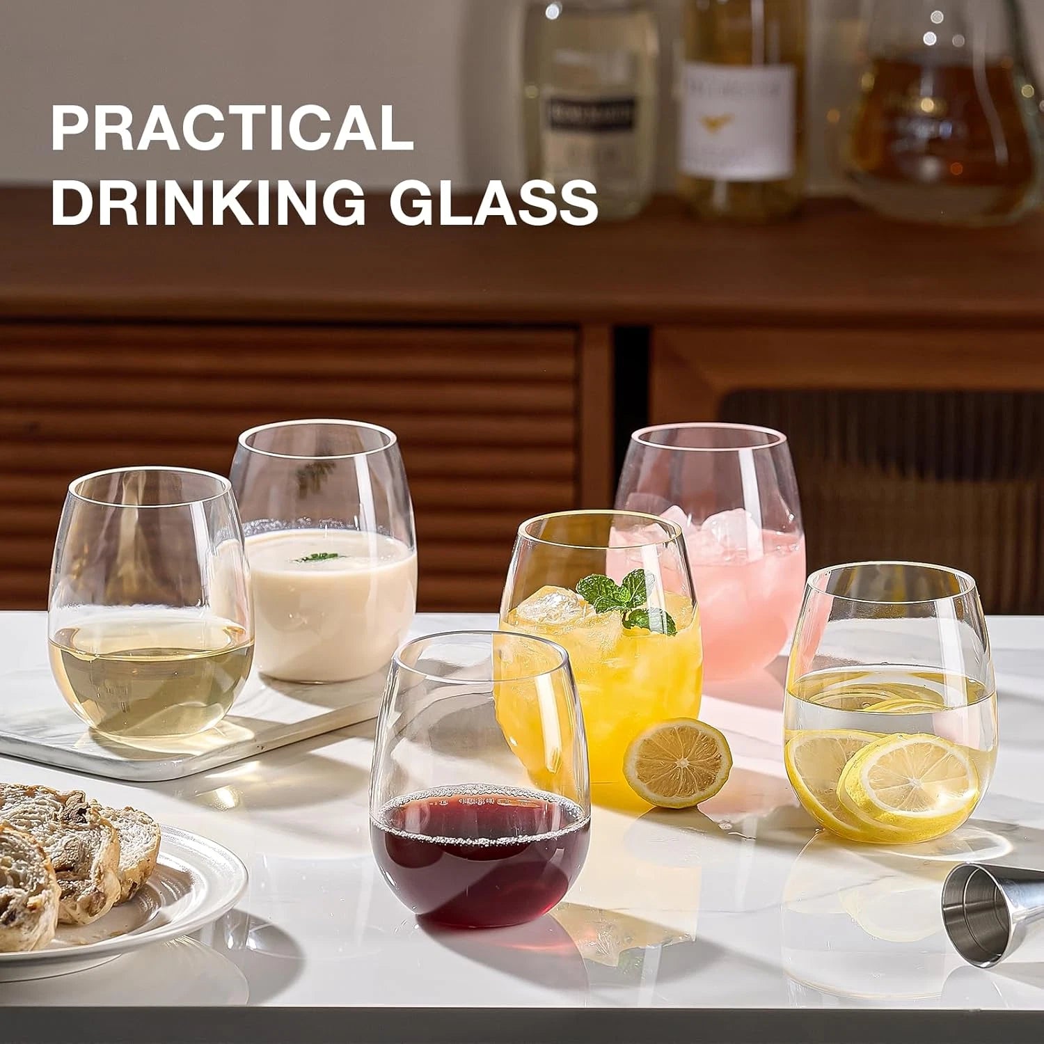 Unbreakable Tritan Wine Glasses Set of 6, 18 Oz Stemless Wine Glass, BPA Free Pl | eBay