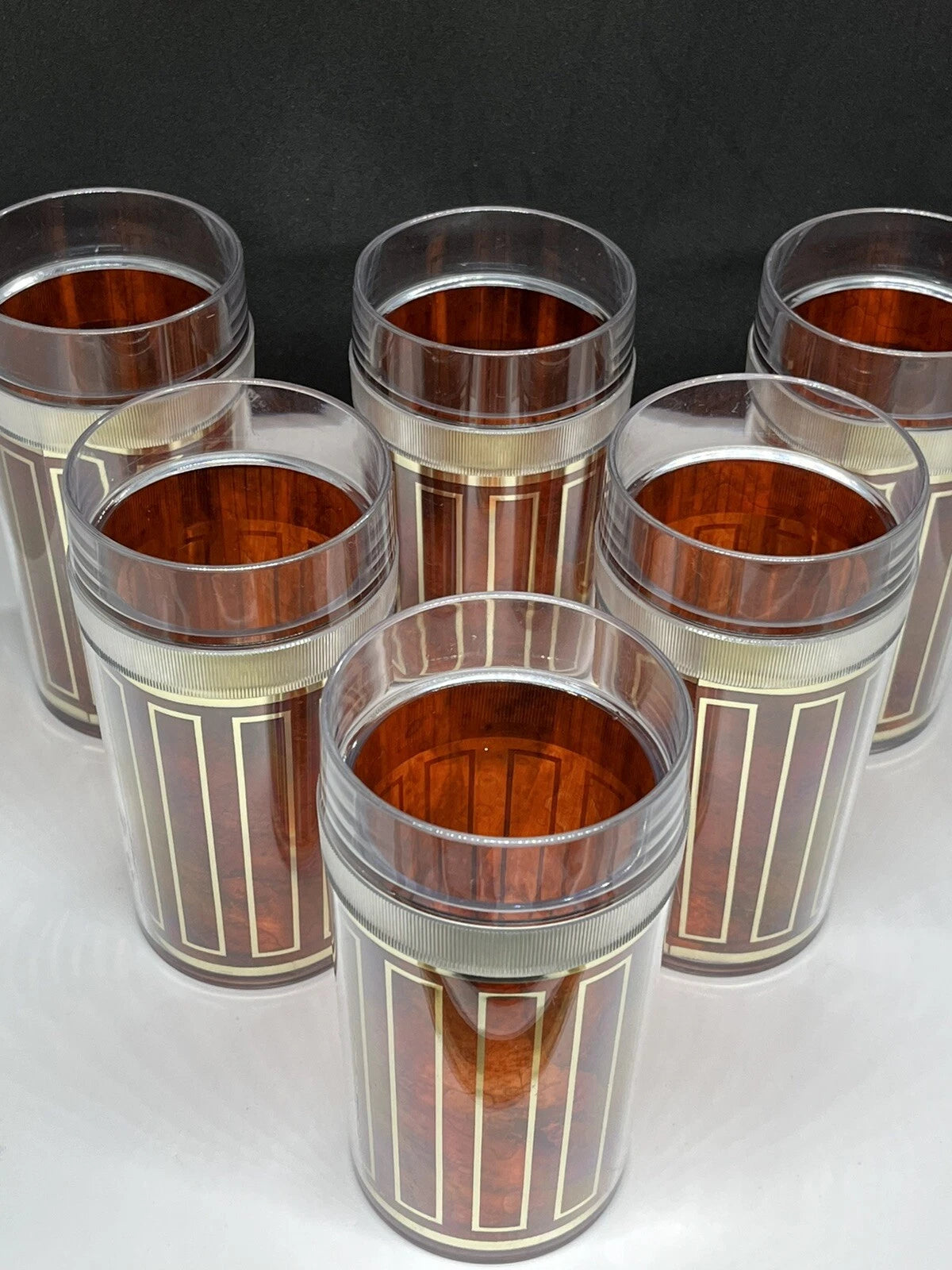 Vintage St. Tropez Drinking Cups Plastic Tumblers Set of 6 Gold and Brown 12 oz | eBay