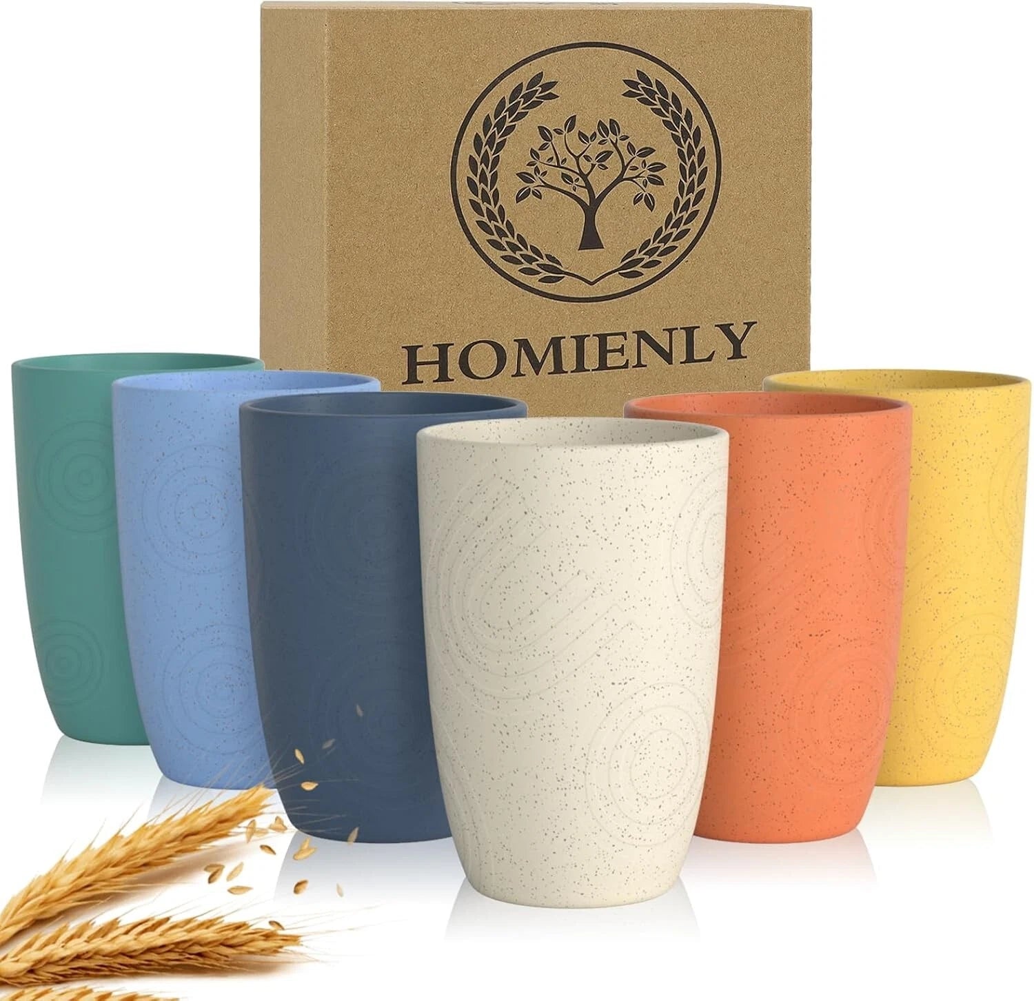 Unbreakable Wheat Straw Drinking Cups - 12oz Set of 6 Dishwasher Safe | eBay