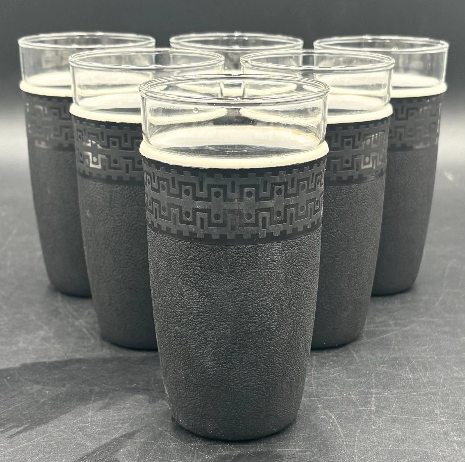 Vtg MCM Nile Cryst-O-Thermo Black Drink Glass Plastic Tumbler Cups Set Of 6 | eBay
