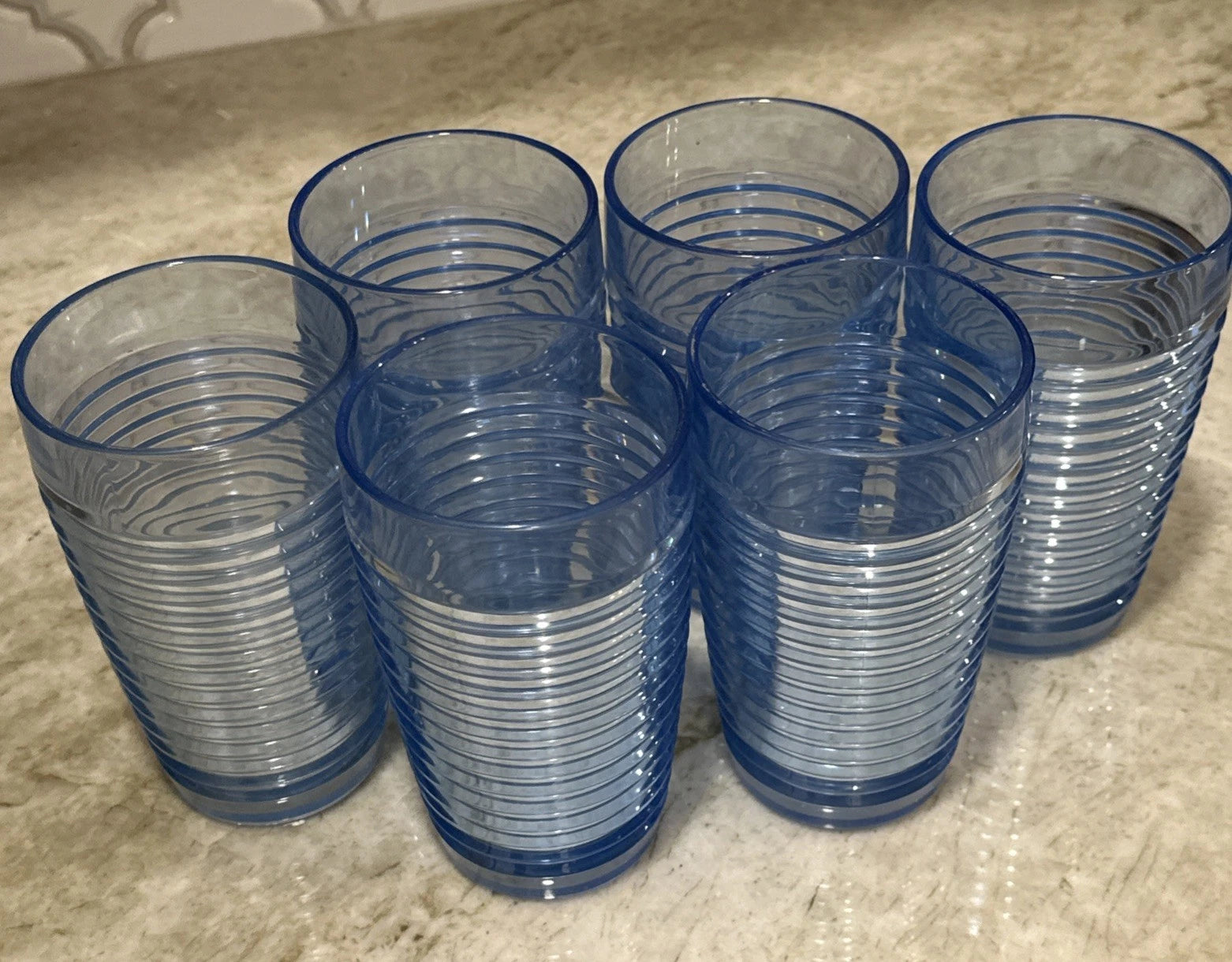 Set Of 6 Vintage Majestic Beehive Ribbed Plastic Tumblers Blue 90s - Made In USA | eBay