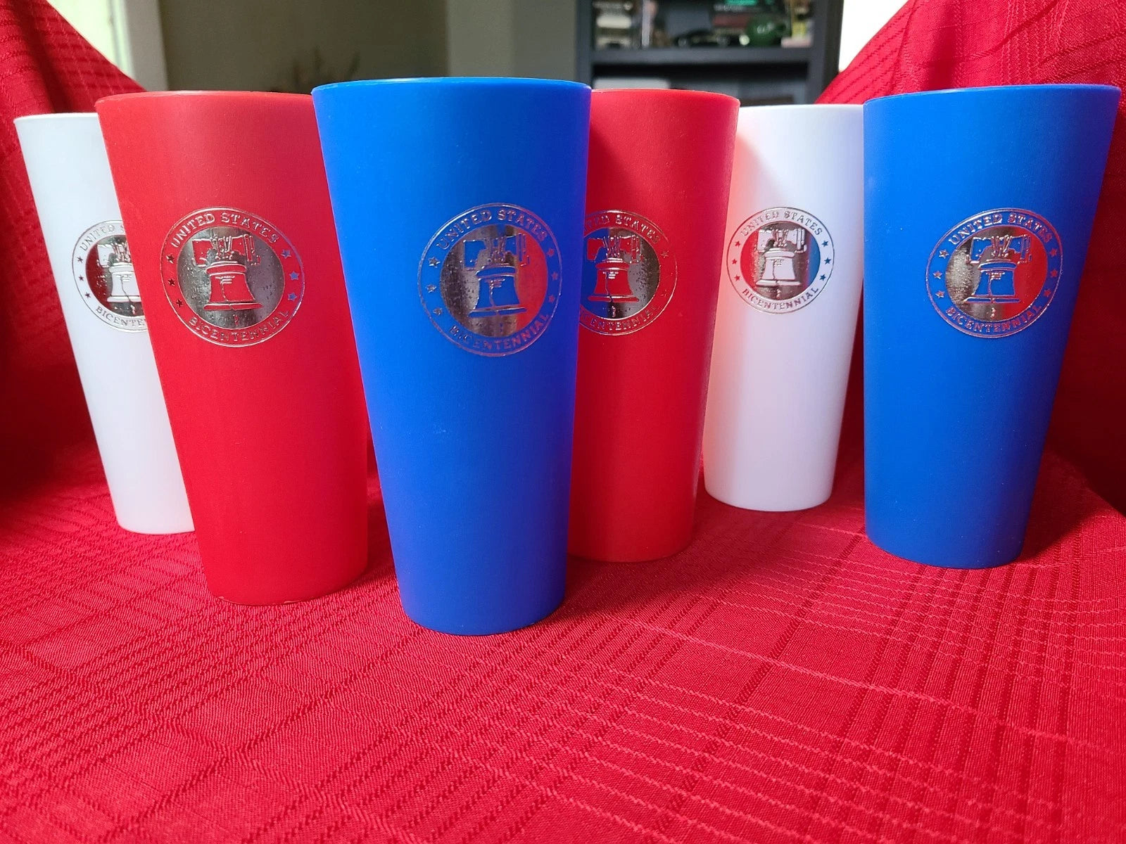 Vintage Set Of 6 Red White & Blue USA Bicentennial Plastic Tumbler Drinking Cups | eBay