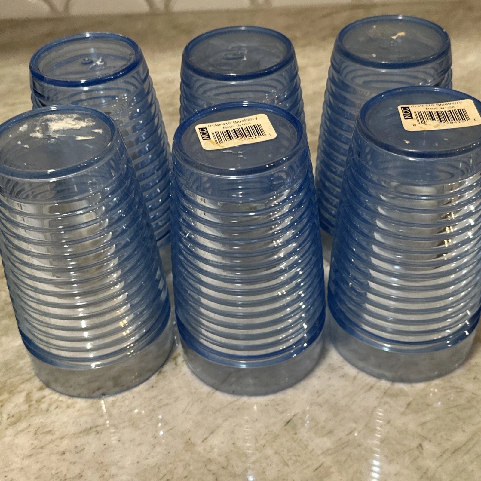 Set Of 6 Vintage Majestic Beehive Ribbed Plastic Tumblers Blue 90s - Made In USA | eBay