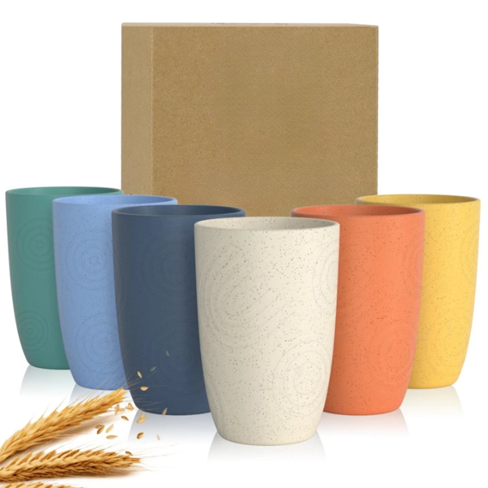Set of 6 Unbreakable Wheat Straw Cups – 12oz Reusable & Dishwasher Safe | eBay