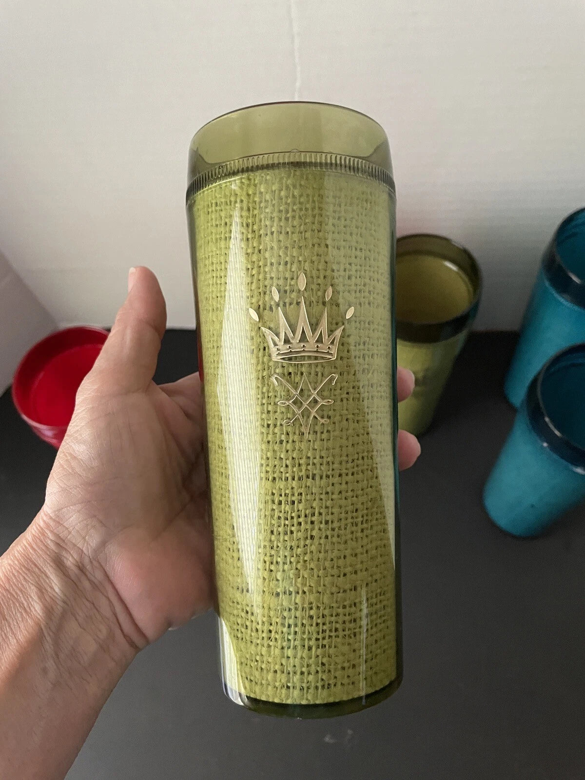 Vintage Crown RAFFIA Set of 6 Tall Tumbler Cups Glasses Plastic & Burlap | eBay