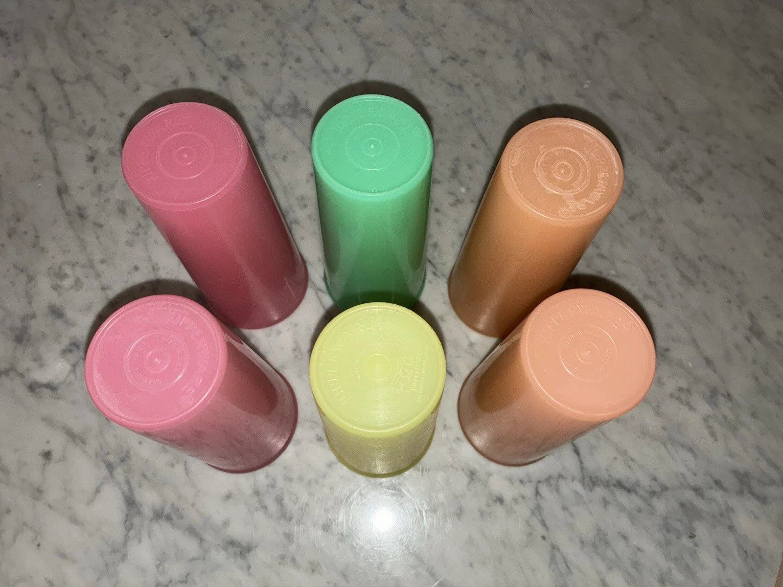 Vintage Tupperware Set Of 6 Tumblers Plastic Pastel Drinking Cups Spoon Set | eBay