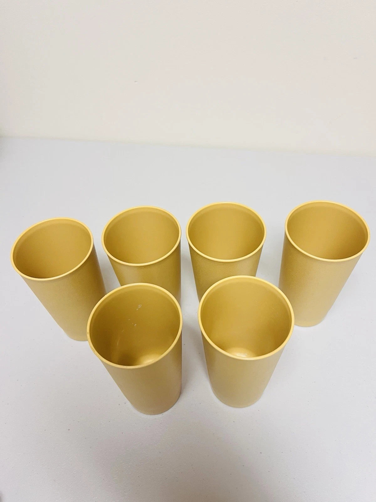 Vintage Tupperware Tumbler Drinking Cup Set 8oz Gold Color Lot Of 6 Plastic | eBay