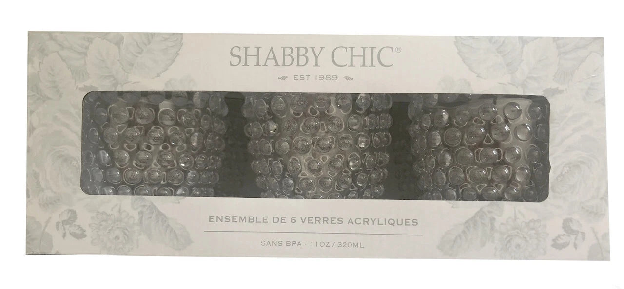 Shabby Chic Hobnail Acrylic Drinkware Glasses Outdoor 4x3.25" BPA Free Set of 6 | eBay