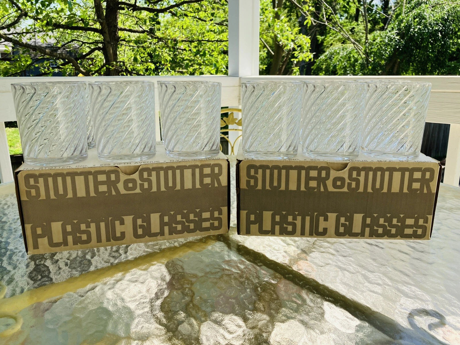 Vintage HJ Stotter Set of 6 Acrylic Double Old-Fashioned Clear Swirl Glasses NOS | eBay