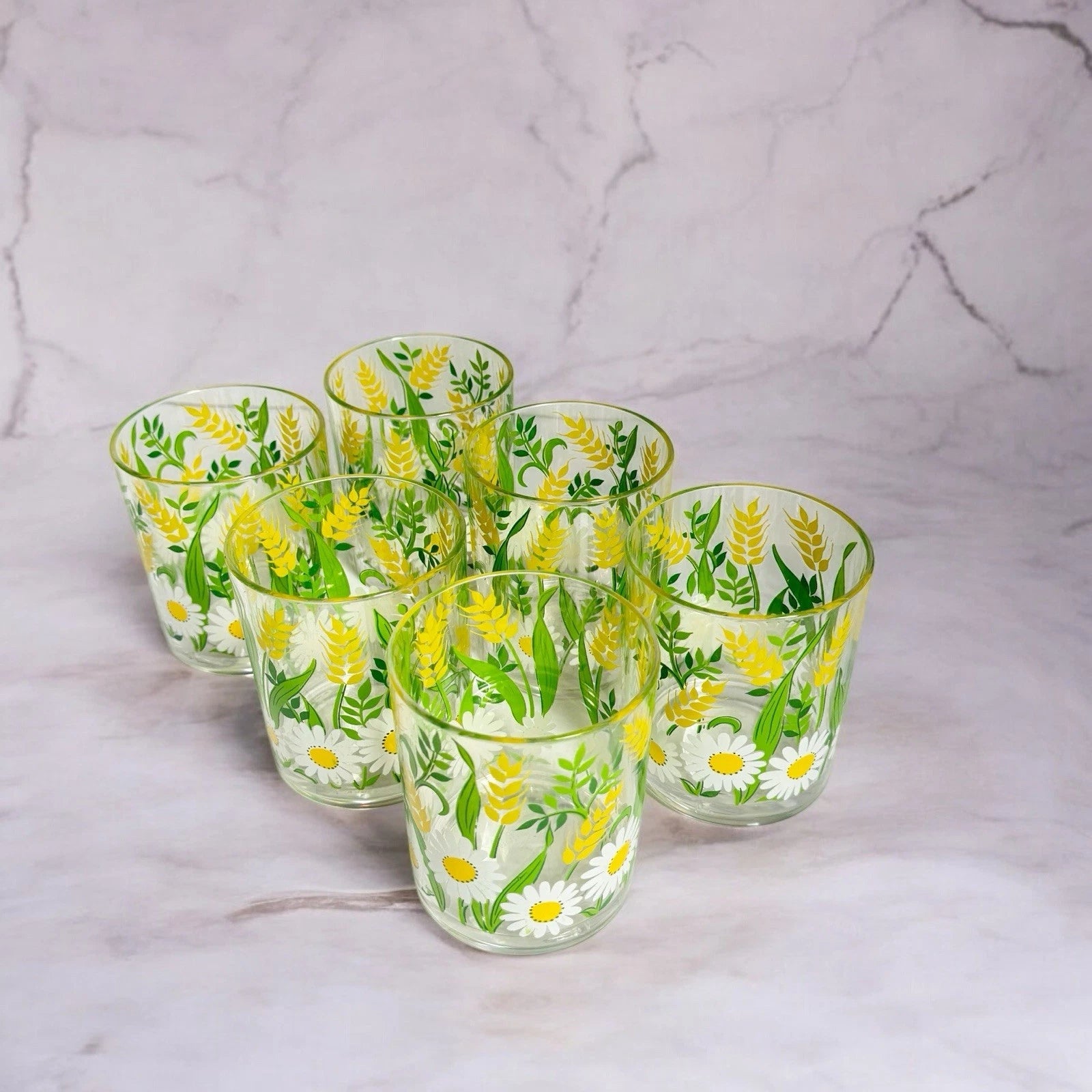 Stotter Vintage Glasses Double Old Fashioned White Daisy Acrylic 1960s -Set of 6 | eBay