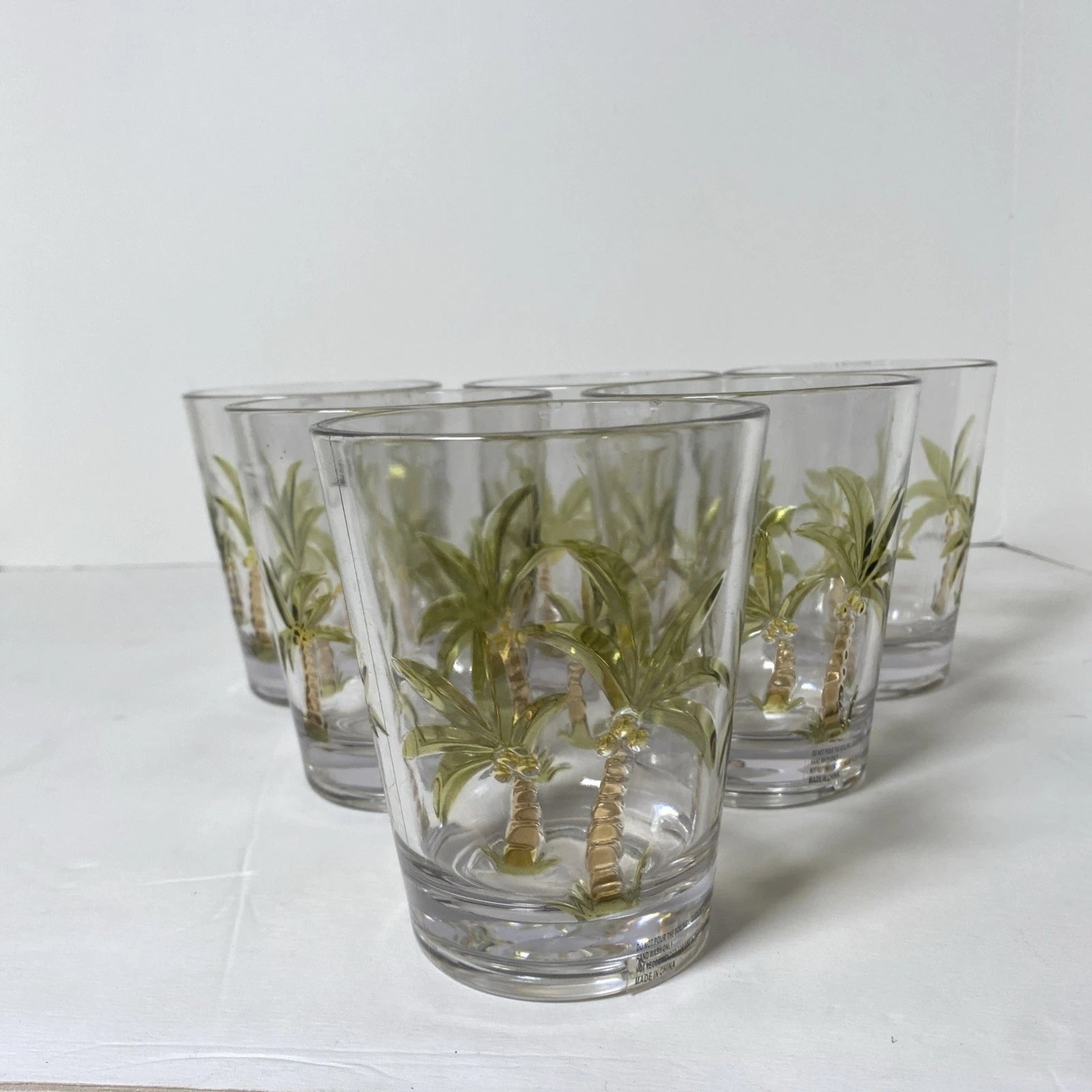 Acrylic Tumbler Palm Tree Design 15 oz. Set of 6 Clear/Palm Tree Design | eBay