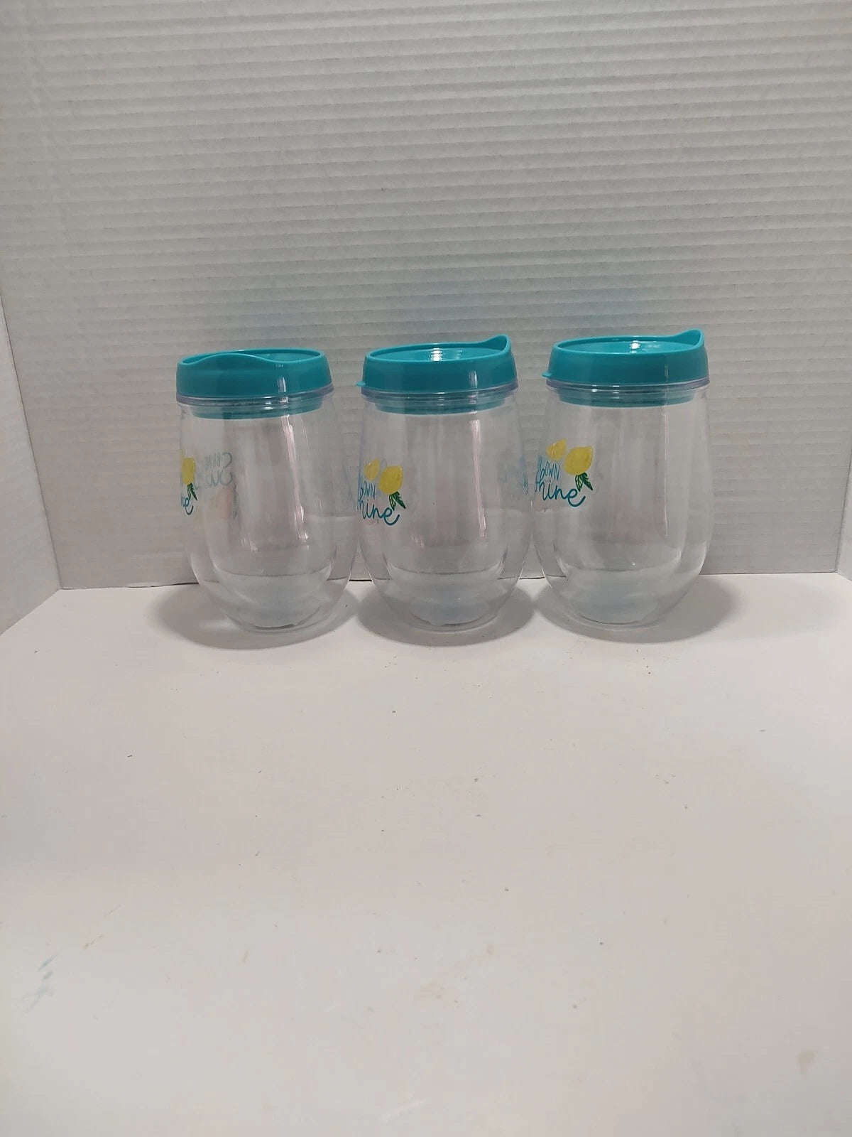 🔥X3) Stemless Tumbler Summer Drinking Glass W/Lid.Bring Your Own Sunshine | eBay