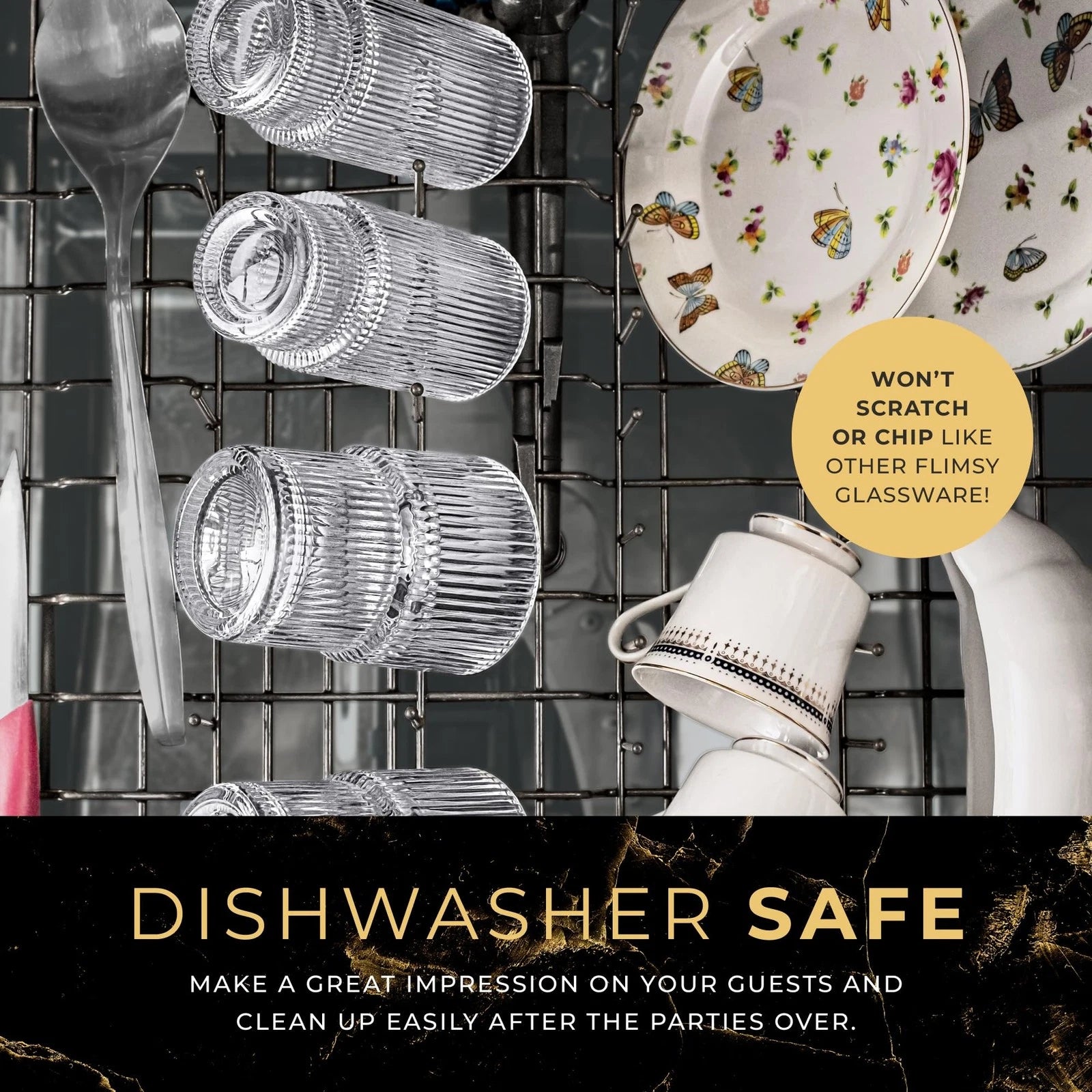 Vintage Ribbed Drinking Glass Set of 6 - 12 oz Whiskey, Beer, Cocktail Glasses | eBay