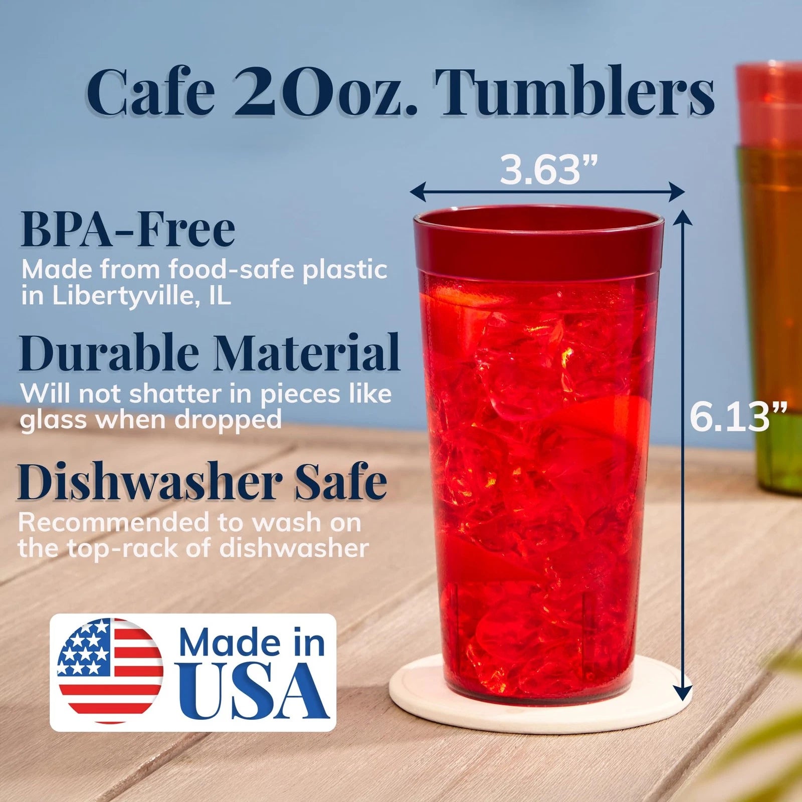 US Acrylic Cafe Plastic Reusable Tumblers Set of 16 20 ounce Water Cups Assorted 674894969943| eBay