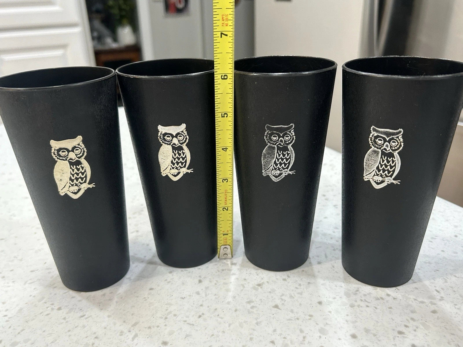 Vintage Set 4 Owl Black Plastic Tumblers Drinking Glasses Retro Mid Century | eBay