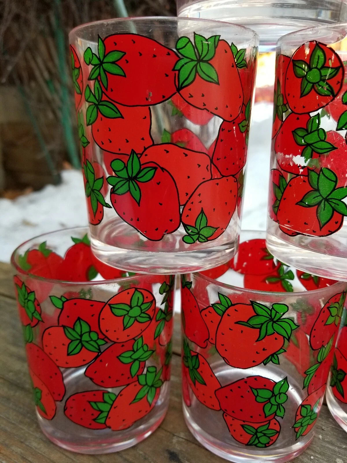 Vintage H. J. Stotter Strawberries Juice Tumblers Drink Glasses Plastic Set of 6 | eBay