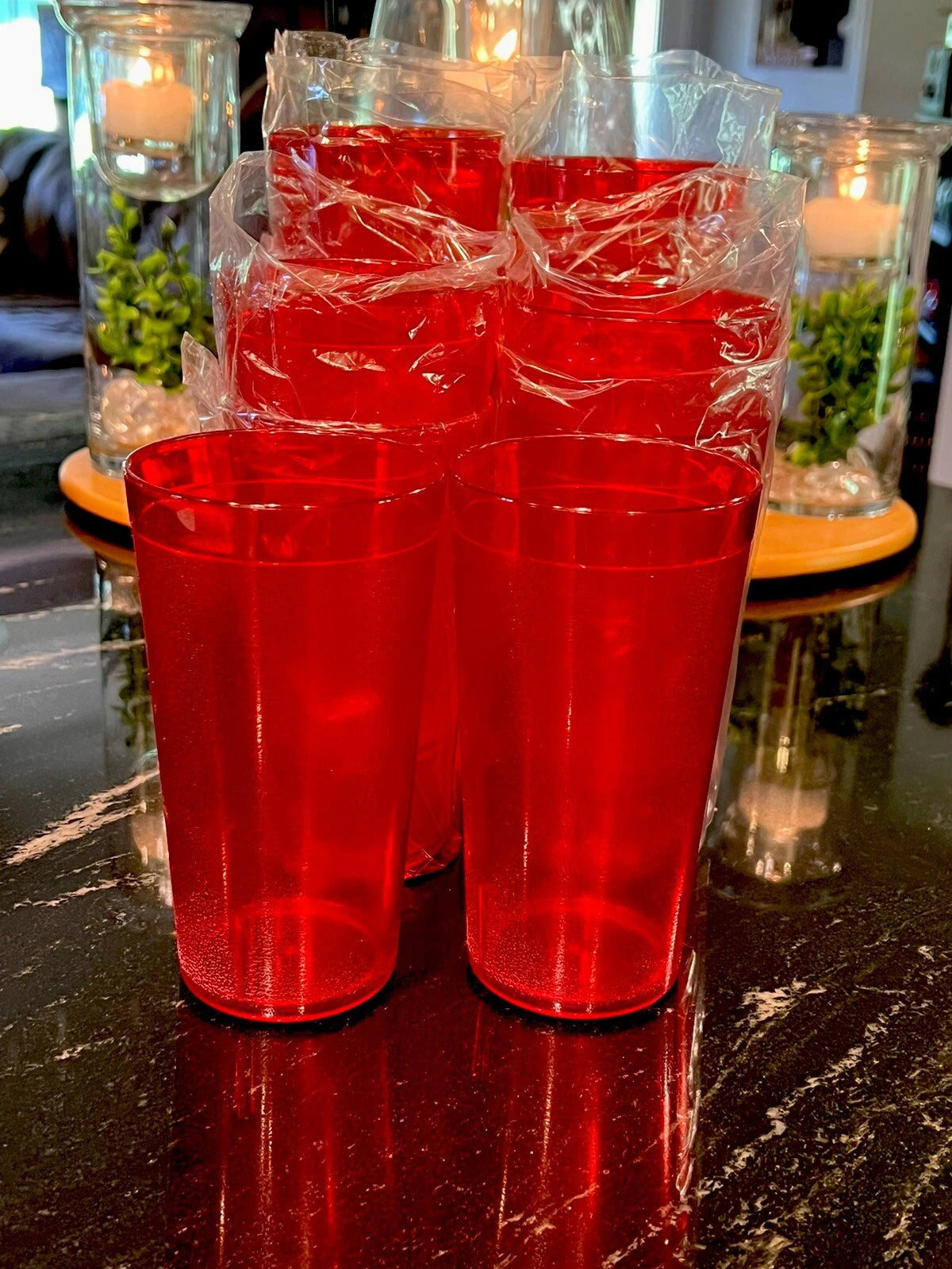 Set of 6 Durable Vintage Plastic Glasses Cups Restaurant Tumblers 16 oz Ruby Red | eBay