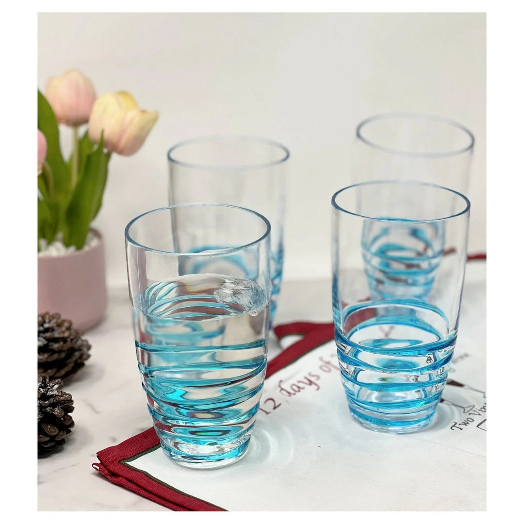Swirl Acrylic Glasses Drinking Set of 4 (20oz),Plastic Drinking Glasses,BPA | eBay