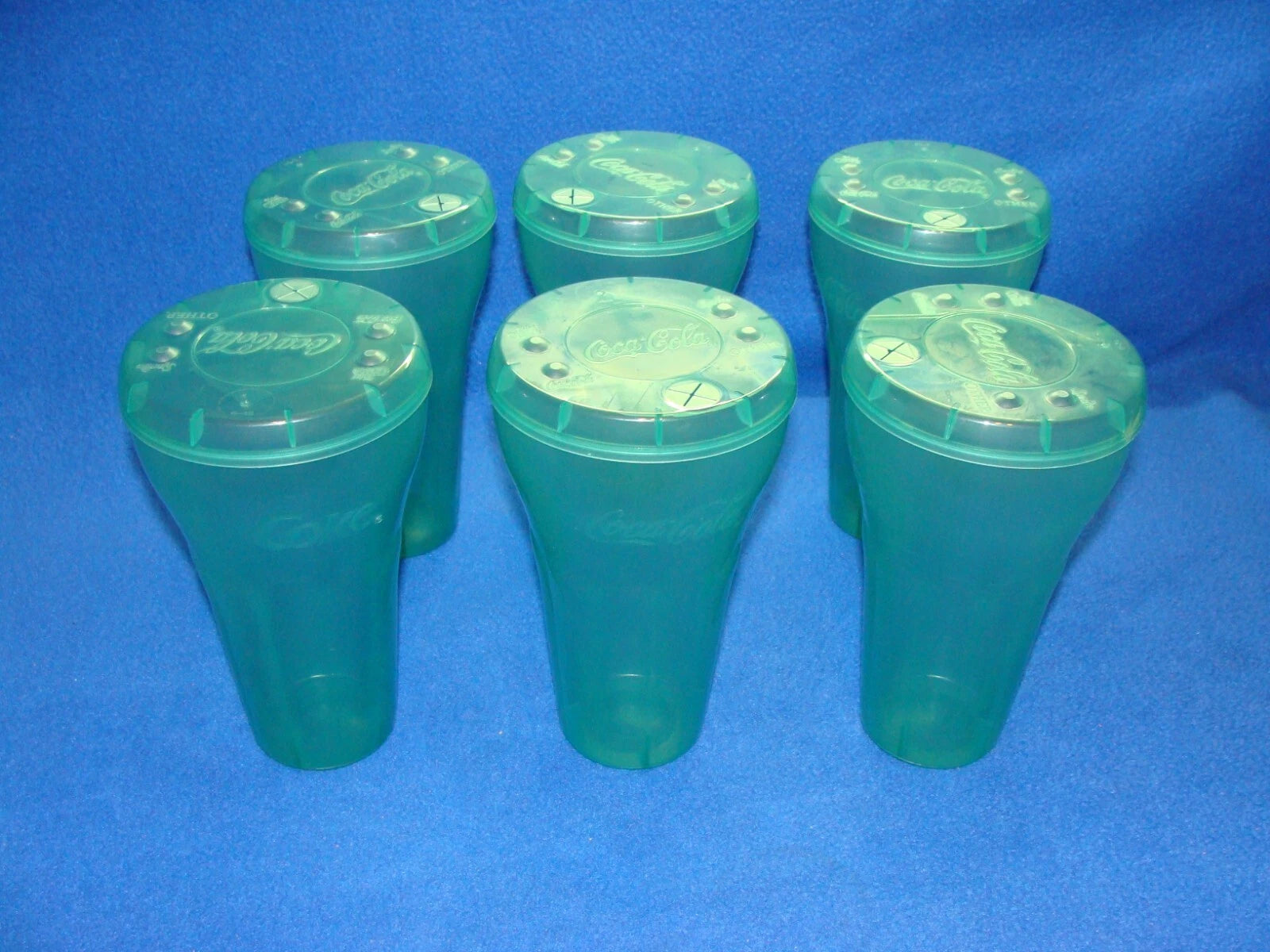 Vintage Genuine Coca Cola Green Plastic Cups with lids 32oz Coke Cup set of 6 | eBay