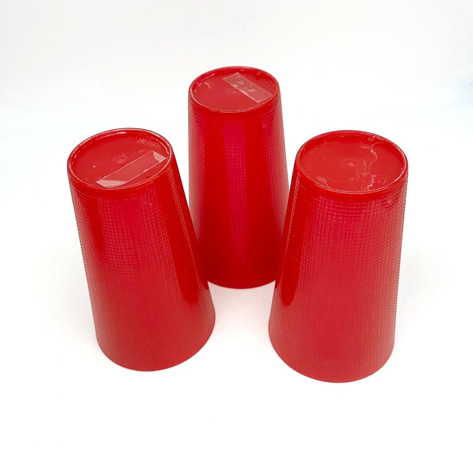 🥤 Set of 3 Red Plastic Drinking Tumblers, Cross-Hatch Pattern 6" x 3.5" | eBay