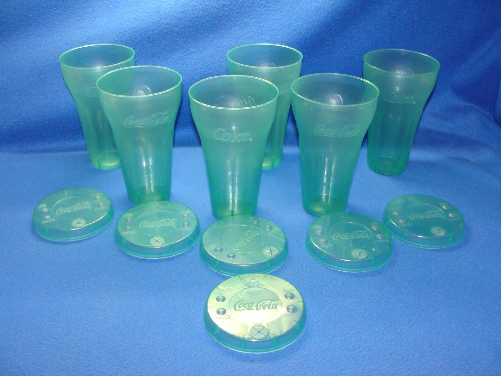 Vintage Genuine Coca Cola Green Plastic Cups with lids 32oz Coke Cup set of 6 | eBay