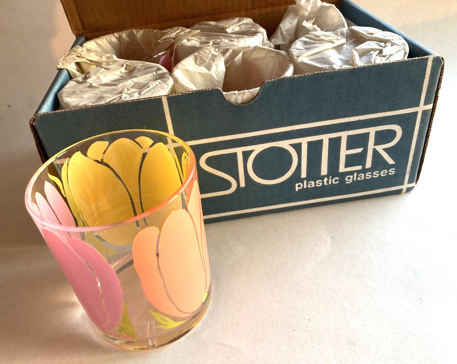 Vintage Set of 6 Stotter New York Unbreakable Drinking Glasses - Tulips | eBay