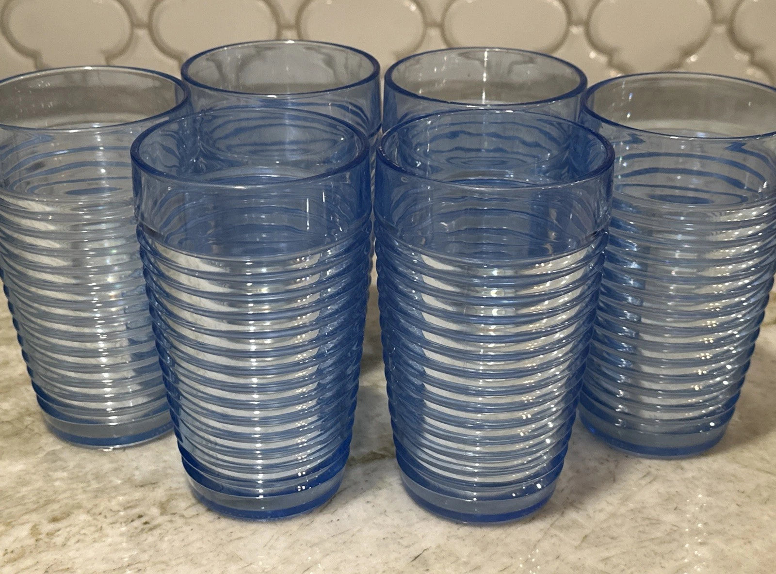 Set Of 6 Vintage Majestic Beehive Ribbed Plastic Tumblers Blue 90s - Made In USA | eBay
