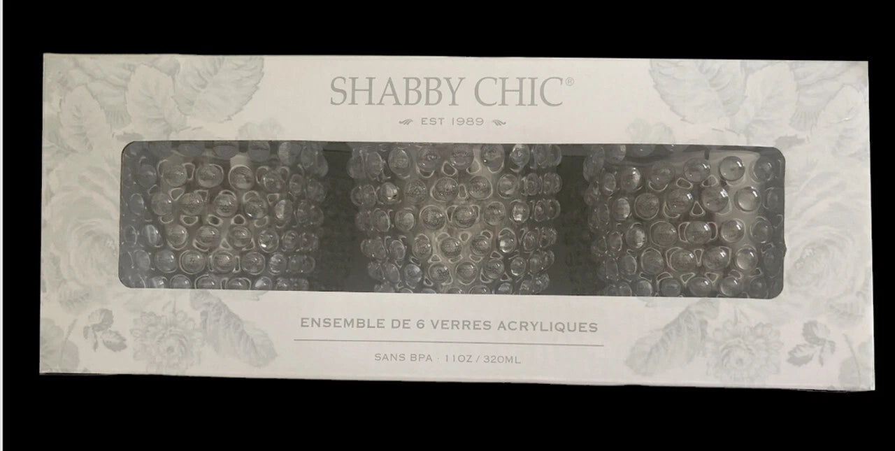 Shabby Chic Hobnail Acrylic Drinkware Glasses Outdoor 4x3.25" BPA Free Set of 6 | eBay