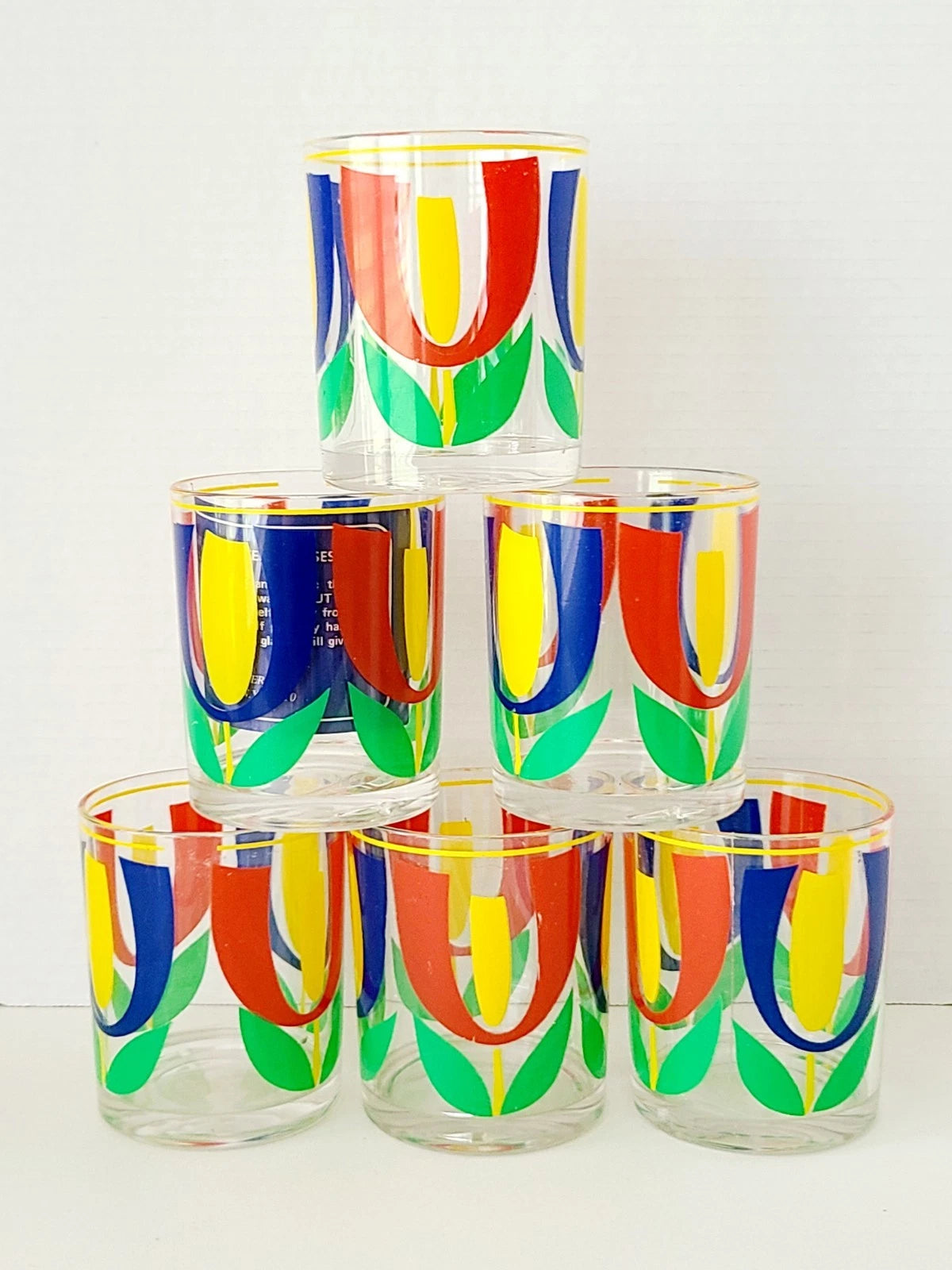 Vintage HJ STOTTER Plastic Glasses 97-54 Modern Tulip Rock Patio Cups Set of 6 | eBay