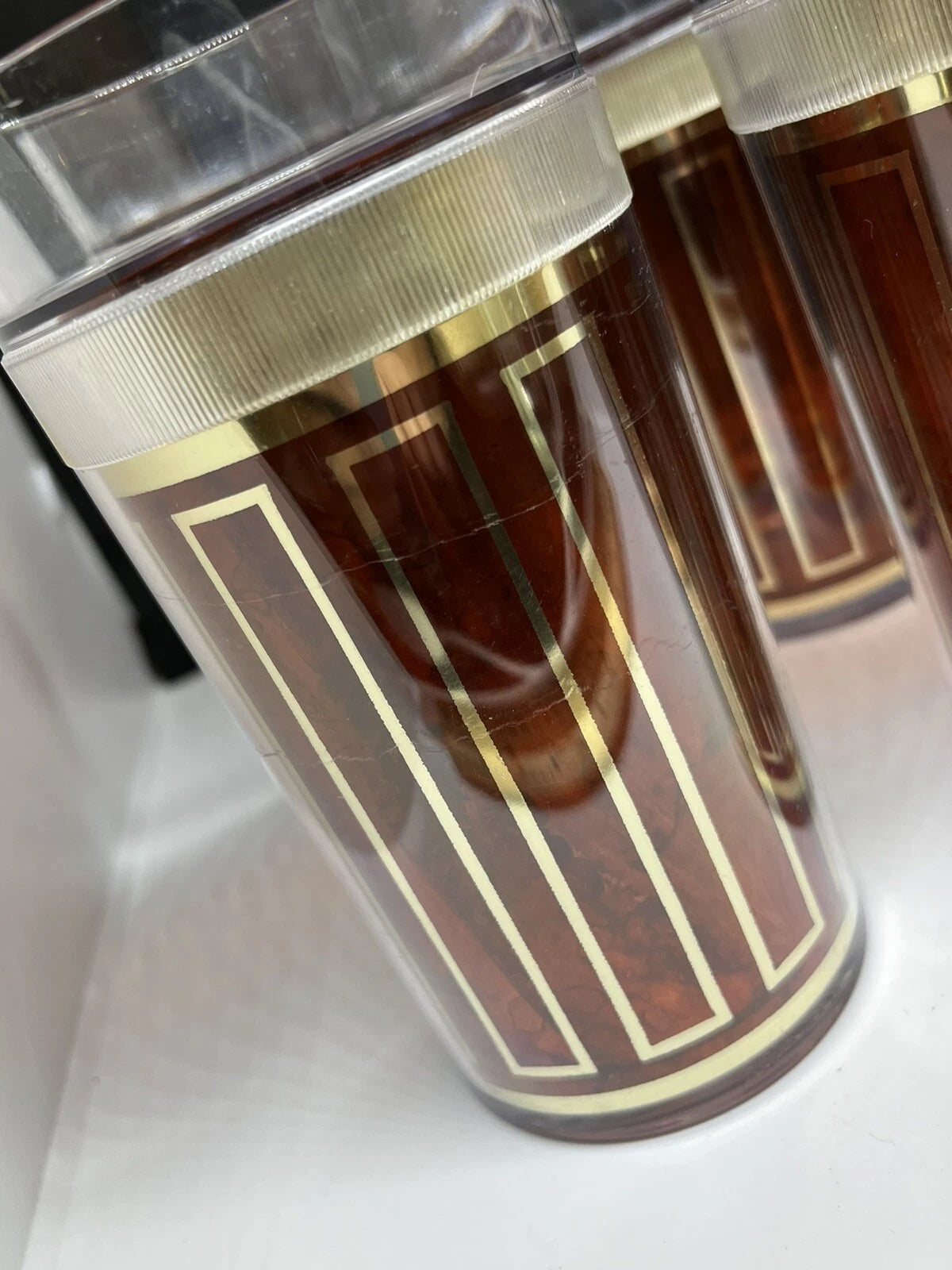 Vintage St. Tropez Drinking Cups Plastic Tumblers Set of 6 Gold and Brown 12 oz | eBay