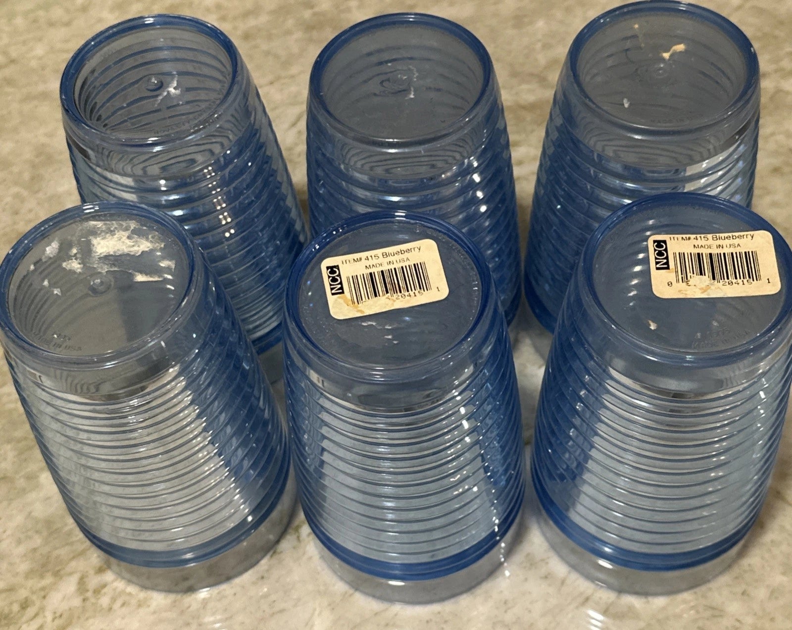 Set Of 6 Vintage Majestic Beehive Ribbed Plastic Tumblers Blue 90s - Made In USA | eBay