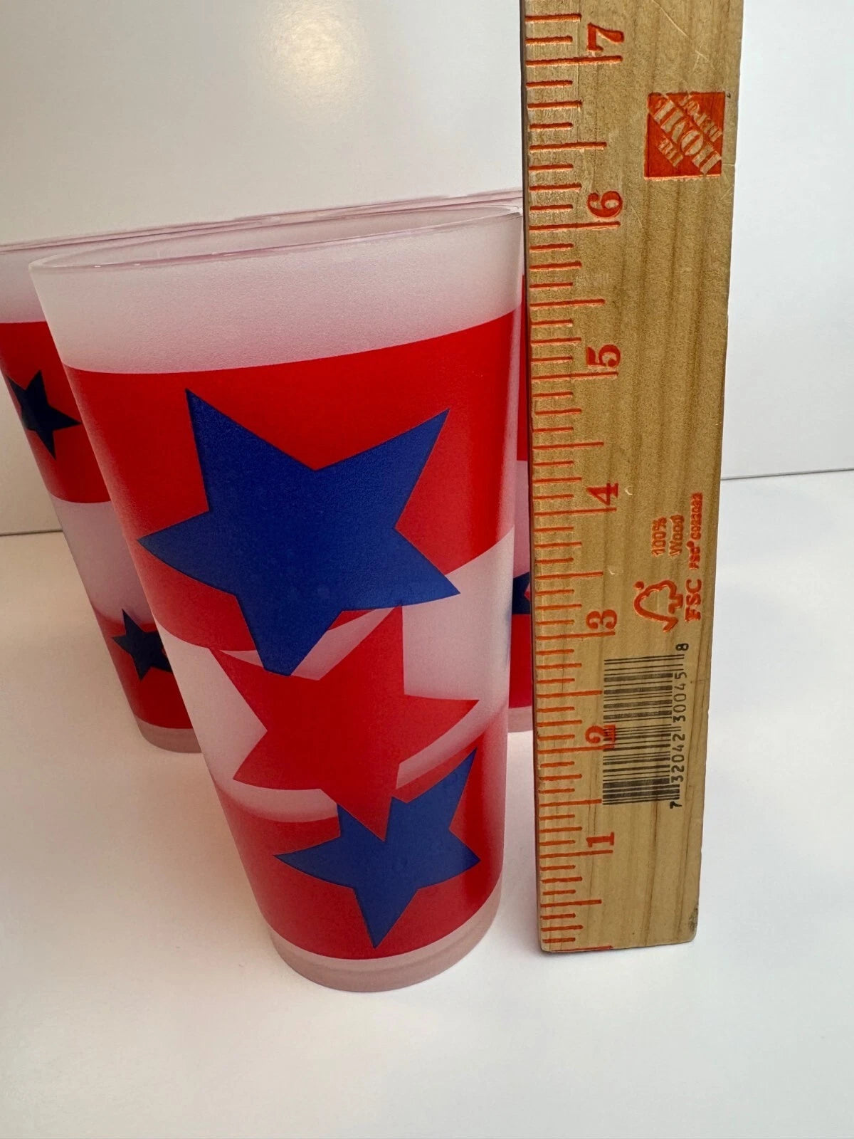 Set Of 6 Vintage Patriotic Star Plastic 6” Tall Tumblers Red Blue Americana | eBay